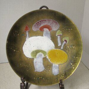 Vintage Signed Enamel on Copper M Ratcliff 8.5 in Dish